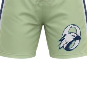 Shorts de sport athlétiques pour hommes, vert clair, imprimés par sublimation, en polyester, avec cordon de serrage et bande latérale, pour l'entraînement et les tenues d'équipe - Product Image 6