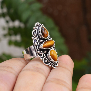 Natural <b>Tiger</b> <b>Eye</b> Stone <b>Ring</b> Handmade 925 Silver Gemstone Jewelry <b>Ring</b> For Her - Product Image 2