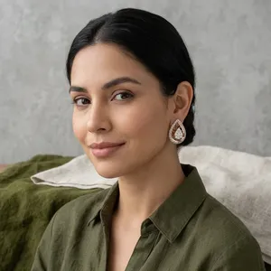 Flowing Elongated Three Prong Pear Cut Solitaire Lab Grown Diamond <b>Studs</b> 14K Gold Luxury <b>Fine</b> Jewelry Wholesale Supplier <b>Earring</b> - Product Image 3