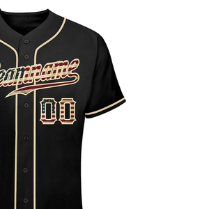 Maillot de baseball authentique vintage noir personnalisé avec drapeau, fermeture boutonnée intégrale, vêtement de sport - Product Image 3
