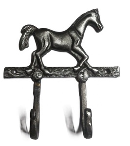 Porte-manteau mural rustique en fonte antique avec crochets pour clés - Product Image 1