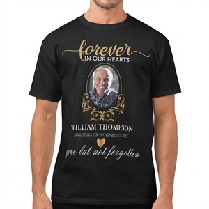 T-shirt personnalisé en mémoire de [Nom du défunt] 100% coton, pour toujours dans nos cœurs, hommage funéraire, vente en gros OEM ODM - Product Image 1