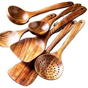 Juego de Utensilios de Cocina de Madera, 2 Piezas, Cucharas de Cocina y Servidor de Ensaladas Sostenibles, Hechos a Mano por Mirha International Handicraft - Product Image 1