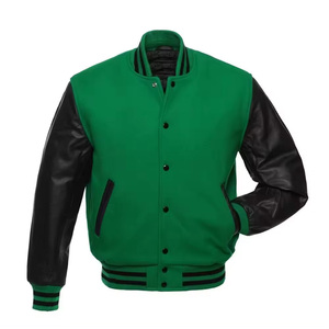 Wholesale High-Quality Men's Varsity <b>Jacket</b> with Sheep Fur Knitted Sleeve Buttons - Product Image 6