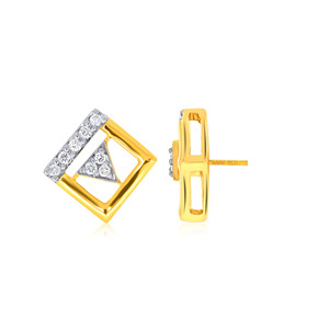 Pendientes de Diamantes Triangulares Elegantes con Marco Triangular y Diamantes Cultivados en Laboratorio en Oro Amarillo de 18K, Regalo para Mujer - Product Image 3