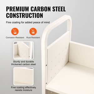 Carrello Porta Libri a Rotelle Monofacciale con Capacità di 150 kg, Ripiani Piatti 79,5 cm x 38,6 cm x 124,7 cm, Ruote Bloccabili da 4 Pollici, Struttura in Acciaio - Product Image 3