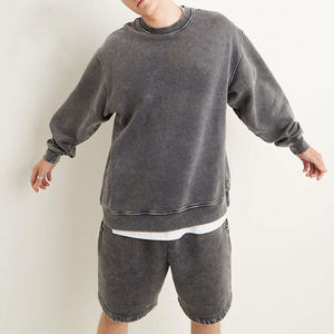 Conjunto de Sudadera y Pantalones Cortos para Hombre, Corte Regular, Cuello Alto Gris, Informal, Tejido de Punto de Poliéster/Algodón, Transpirable, Otoño - Product Image 2