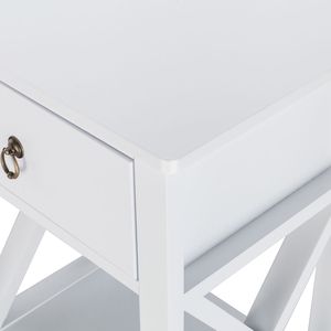 Comodino e Tavolino da Caffè Bianco a Due Livelli con Cassetti e Stile a Intersezione Laterale, Comodino Multifunzione - Product Image 4