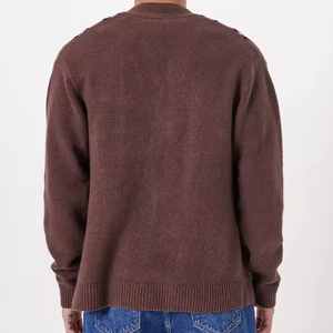 Cárdigan transpirable de mezcla de algodón con cuello en V para hombre, estilo vintage, con rayas, de punto, con botones, suéter de moda. - Product Image 2
