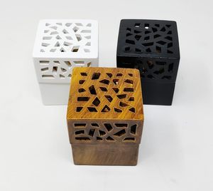 Wooden Incense Burner Cube With Geometric Cutouts Brown Black White Color Options Handmade Home <b>Decor</b> Aromatherapy Diffuser - Product Image 1