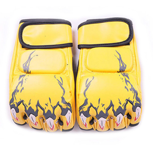 Gants de boxe MMA en cuir jaune pour adultes, avec sangle de poignet réglable, antidérapants, équipement d'arts martiaux - Product Image 1