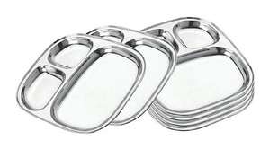 Bandeja Rectangular para Almuerzo, de Acero Inoxidable Electrolítico, Antiadherente, Minimalista, con 7 Compartimentos, Reutilizable y Ecológica, para Comida Rápida - Product Image 2