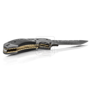 Couteau de chasse personnalisé Damascus Deal DD-FK-767 avec manche en Micarta, lame en acier Damas de 3 mm, longueur totale de 190 cm, pour l'extérieur - Product Image 5