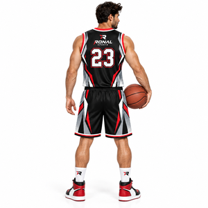 Nouvel ensemble d'uniformes de basketball par sublimation, design tendance, séchage rapide, maillots pour hommes, couleurs variées, en promotion - Product Image 4