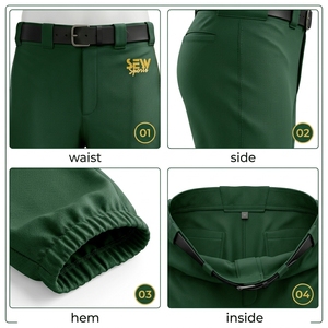 Pantalon de baseball de haute qualité pour adultes, athlétique, vente en gros, OEM, personnalisé pour équipe, respirant, imprimé vert, pour jeunes et hommes - Product Image 2