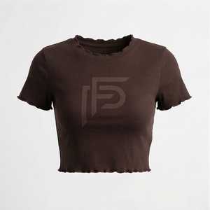 เสื้อครอปท็อปผ้าฝ้ายผู้หญิงสีตามสั่ง เสื้อยืดออกกำลังกายแบบเรียบๆ สีพื้น สำหรับเล่นกีฬา ใส่สบาย ระบายอากาศได้ดี - Product Image 1