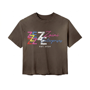 300 GSM Premium Cotton Acid Wash T Shirt Brown Vintage Distressed Oversized Custom Screen Print Logo Tee - Product Image 1