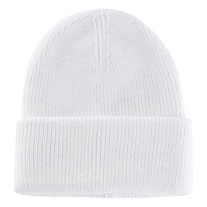 Weiße Gerippte Strickmütze Unisex Erwachsene Lässige Winter Warme 100% Polyester Mütze mit Umschlagkante Einfarbig Outdoor - Product Image 2
