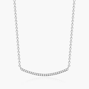 สร้อยคอเพชรทรงโค้ง 0.08 กะรัต เพชรเลี้ยงในห้องปฏิบัติการ รับรองโดย IGI ทอง 10 กะรัต จี้เรียบหรู ดีไซน์มินิมอล เครื่องประดับชั้นดี ของขวัญ รับผลิตแบบ OEM ODM ตามสั่ง - Product Image 3