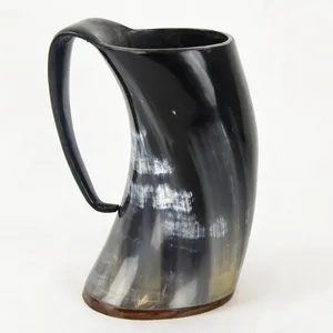 Tankard ฮอร์นสำหรับดื่มทำด้วยมือพร้อมงานศิลปะที่กำหนดเองและสัมผัสส่วนบุคคลที่มีฝีมือแตรธรรมชาติเหมาะสำหรับยุคกลาง - Product Image 4