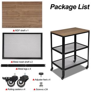 Carrello da Cucina a 3 Ripiani in Metallo con Ruote per Microonde, Scaffale per Pasticceria, Carrello Portaoggetti per Soggiorno - Product Image 5