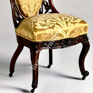 Luxury Handcrafted Solid Wood Dining Chair Ornate Floral Carving Gold Brocade Upholstered <b>Seat</b> - Product Image 4