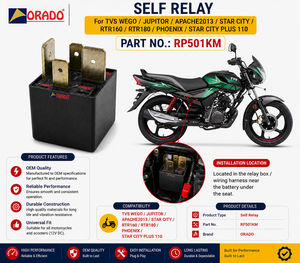 Relais de démarrage autoporté TVS Wego Jupiter Apache Star City RTR 160 180, qualité export pour pièces détachées de deux-roues, Inde, Orado - Product Image 3