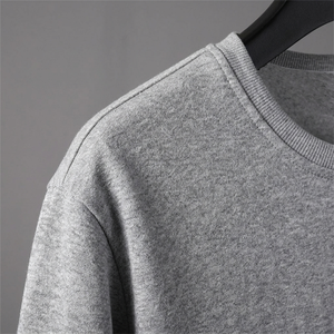 Conjunto Deportivo Unisex Gris, Sudadera de Cuello Redondo con Pantalones con Cordón, Color Sólido, Ropa Casual de Otoño, 100% Algodón, Largo Completo - Product Image 5