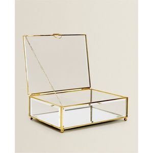Nordic Antique Brass Glass Box Handmade Scalloped Metal Frame Storage Box Minimalist Home Decor Tabletop Jewelry <b>Display</b> <b>Case</b> - Product Image 6
