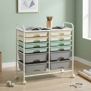 Chariot de rangement multifonctionnel en métal à 12 tiroirs avec étagère, fabriqué à Taïwan, pour cuisine, salon, bureau à domicile - Product Image 2