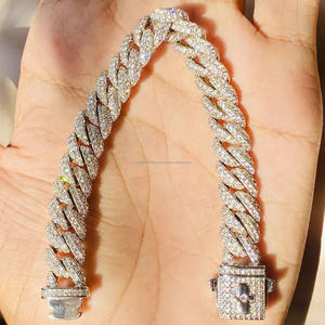 Pulsera de Diamantes Moissanite Iced Out, Joyería Hip Hop para Raperos, Pulsera de Eslabones Cubanos de Plata Esterlina 925, Pulsera Cubana para Hombre - Product Image 1