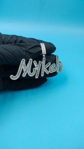 จี้เพชรโมอิสซาไนต์เงินแท้ 925 สลักชื่อตามสั่ง สไตล์ฮิปฮอป ตัวอักษรแบบสคริปต์ เครื่องประดับสำหรับทุกเพศ - Product Image 2