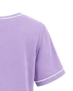<b>Light</b> Purple Women V <b>Neck</b> T Shirt Contrast Piping Short Sleeve Pocket Tee Soft Breathable Casual Summer Top Comfortable Fit - Product Image 3