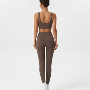 Custom Fitness Sportswear Active Wear High Waist Gym Clothes Workout Solid <b>Brown</b> Yoga <b>Leggings</b> and Bra Sets <b>for</b> <b>Women</b> - Product Image 6