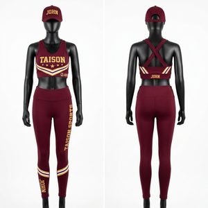 ชุดเลกกิ้งและสปอร์ตบราสำหรับผู้หญิง ผ้าไนลอนผสมสแปนเด็กซ์ พรีเมียม 240 GSM สีส้มไล่เฉด ดีไซน์แผ่นระบายอากาศ พร้อมโลโก้แบบสั่งทำด้วยเทคนิคการถ่ายเทความร้อน - Product Image 4