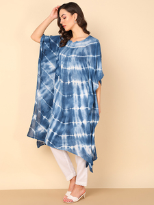 Caftán de rayón de diseñador de alta calidad, teñido con técnica tie-dye, para uso diario en verano, corte regular, cuello corazón, al mejor precio por parte del proveedor. - Product Image 5