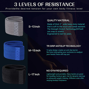 Bandas de Resistencia de Tela con Logotipo Personalizado al por Mayor, Paquete de 3, Bandas Elásticas Antideslizantes para Glúteos y Cadera, para Entrenamiento - Product Image 5