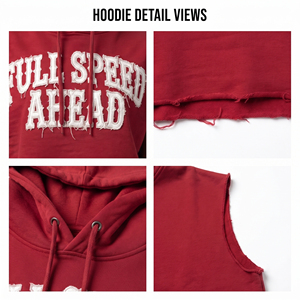 Women Sleeveless Pullover Hoodie Crop <b>Distressed</b> Embroidered Gym Wear Hoodies Cotton Fleece Sleeveless Hooded Crop <b>Top</b> Ladies - Product Image 6