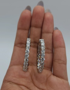 Pendientes de Aro con Diamantes Cultivados en Laboratorio de 7.28 Ct, Oro Sólido de 14K, Joyería Fina para Mujer, Regalo y Ocasiones Festivas - Product Image 4
