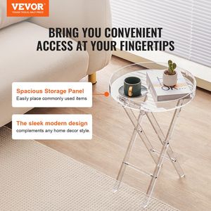 Acrylic Folding <b>Tray</b> Coffee <b>Table</b> Clear Acrylic X Leg End <b>Side</b> <b>Table</b> for Snack Drink & Food Use - Product Image 2