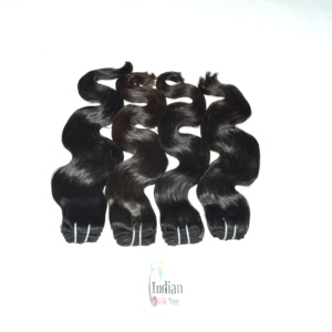 Indian Remy Virgin Human Extensions-Wholesale Black Body Wave Temple <b>Machine</b> Double Weft Blunt <b>Cut</b> Double Drawn Tape Clip Hair - Product Image 6