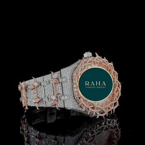 Montre unisexe de luxe légère entièrement sertie de pierres, personnalisée, en acier inoxydable, avec mouvement mécanique automatique, verre 3BAR, 41 mm, analogique, en moissanite VVS - Product Image 1