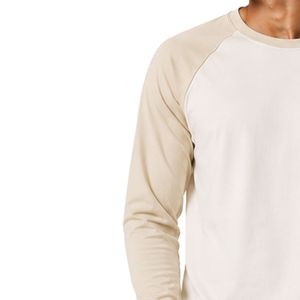 <b>White</b> And Raglan Long Sleeve T Shirt Men Premium Cotton Crew Neck Graphic Casual Baseball Tee Custom OEM Streetwear Apparel - Product Image 3