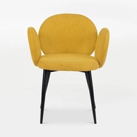 Fauteuil de salle à manger en tissu jaune au design moderne avec structure métallique - Meubles pour appartement, villa, bar à domicile et hôtel