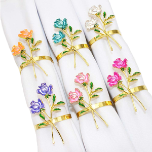 Anneaux de serviette en alliage rose en forme de fleur, nouveau design DE AARTICO, largeur 4,5 cm, pour mariages et fêtes, décoration de table, en stock - Product Image 4