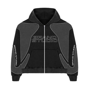 Survêtement unisexe à capuche en molleton français de qualité supérieure 320 g/m² |   Design imprimé personnalisé en tissu lourd délavé à l'acide |   Entraînement hivernal OEM - Product Image 3