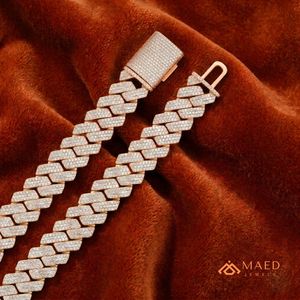 Rose Gold Plated Moissanite Necklace Cuban Link <b>Chain</b> Women Men Party Elegant Gift New York Fine Jewelry - Product Image 2