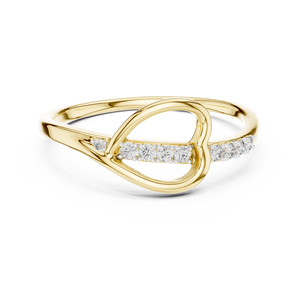 Ensemble de bagues en diamant de laboratoire ROYAL HEART pour femme, or jaune 18 carats plaqué rhodium, style minimaliste, cadeau de Saint-Valentin, fiançailles, fête - Product Image 1