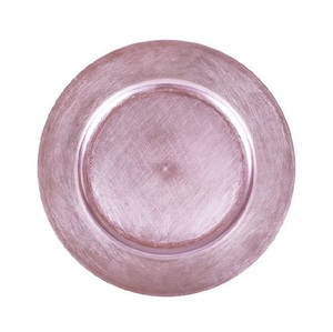 Assiettes de présentation rondes en plastique rose poudré perlé, 12 pièces, 13 pouces, pour décoration de mariage et de fête, finition métallique - Product Image 1