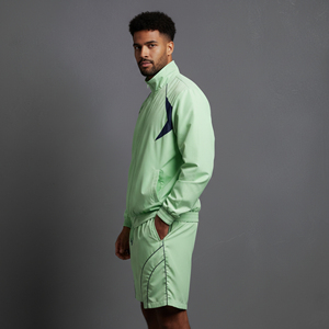 Wholesale Eco-Friendly Plus Size 100% Cotton Men's Streetwear <b>Knee</b> Length 2-Piece Short Set Custom Logo Jacket Shorts Solid - Product Image 3